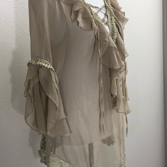 💢SOLD💢 Kaktus Sheer Lace Up Ruffle Collar Large - Picture 3 of 8